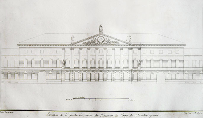 Detail des Hauptgebäudes für die Gardekavallerie, 1803-1806
