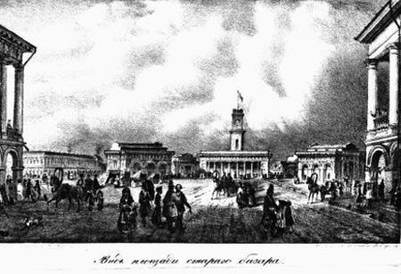 Carlo Bossoli, veduta della piazza del Vecchio Mercato di Odessa
