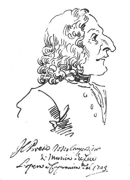 Il compositore Antonio Vivaldi disegnato da Leone Ghezzi