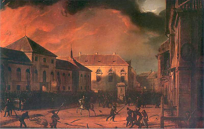 Erstürmung des Warschauer Arsenals während des Aufstands von 1830. Gemälde von Marcin Zaleski