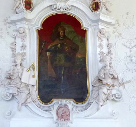 Diego Carlone, Allegorie del potere ecclesiastico e laico, sala imperiale dell'abbazia di Kremsmünster (A), 1719-1720