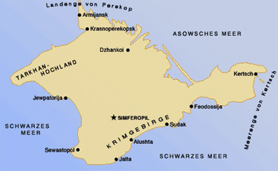 Carta geografica della penisola di Crimea
