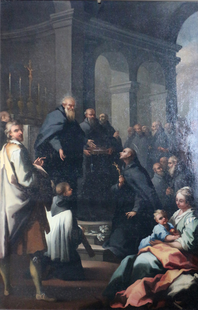 Manettus dell'Antella übergibt das Amt des Priors des Servitenordens an
			Philipp Benizi
