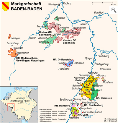Uebersichtskarte der Markgrafschaft Baden-Baden, 1535-1771