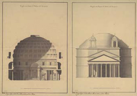 >Bonaventura Solari, Innen- und Aussenansicht des Pantheons (1754)