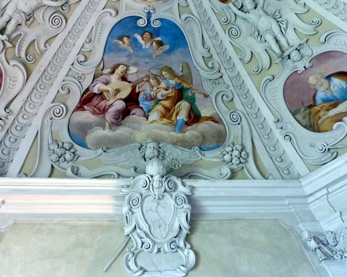 Schlosskapelle in der Burg Červený Kameň mit Fresken von Carpoforo Tencalla, Detail