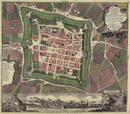 Stadtplan von Klagenfurt um 1735